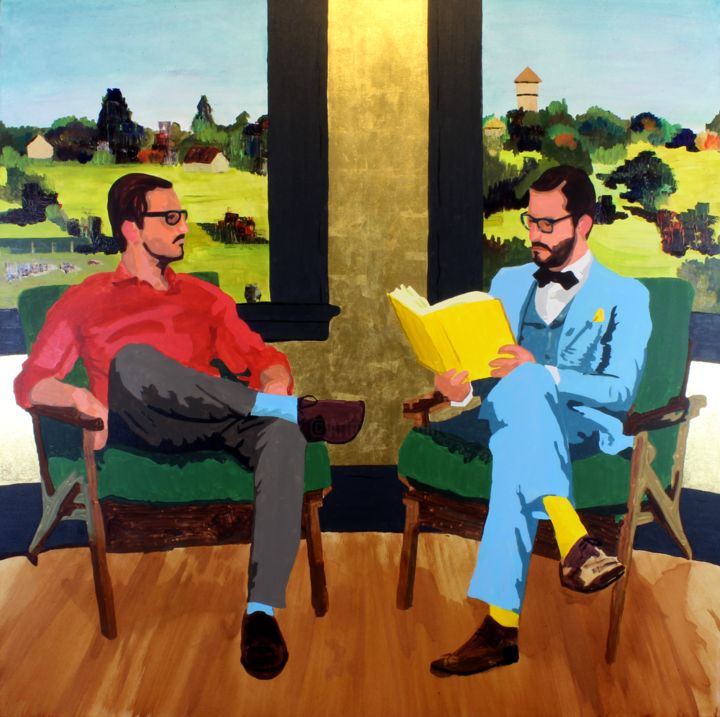 Pintura intitulada "An Interview" por Pete Nawara, Obras de arte originais, Acrílico
