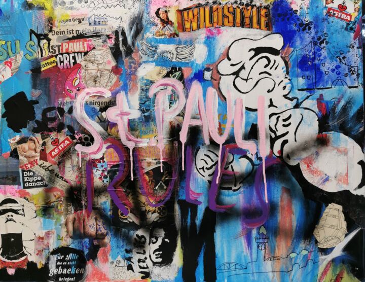 Colagens intitulada "St Pauli Rules" por Peter Altieri, Obras de arte originais, Acrílico
