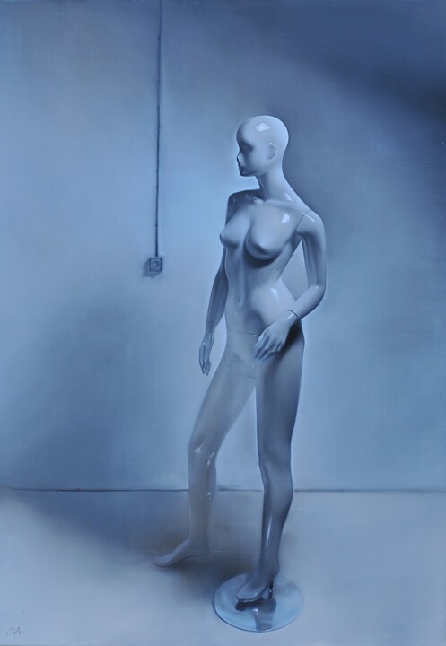 Pintura intitulada "Mannequin" por Peter Balog, Obras de arte originais, Óleo Montado em Armação em madeira
