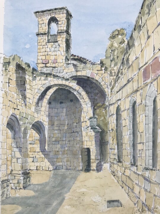 Malerei mit dem Titel "Cloisters at St Emi…" von Peter Blake, Original-Kunstwerk, Aquarell