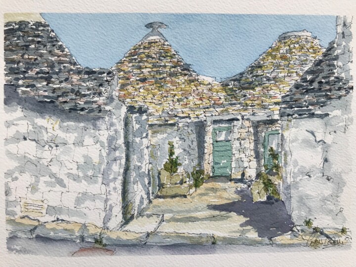 Painting titled "Trulli houses" by Peter Blake, Original Artwork, Watercolor