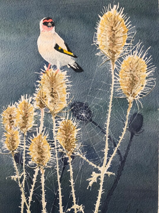 Pittura intitolato "Autumn teasels" da Peter Blake, Opera d'arte originale, Acquarello