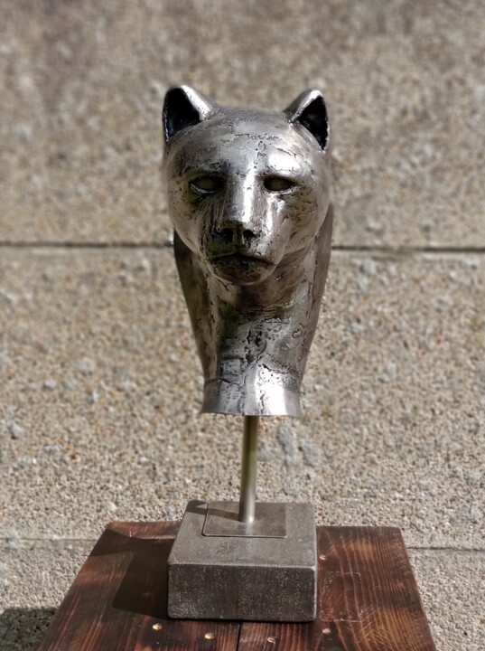 Skulptur mit dem Titel "Bagheera" von Peter Bly, Original-Kunstwerk, Metalle
