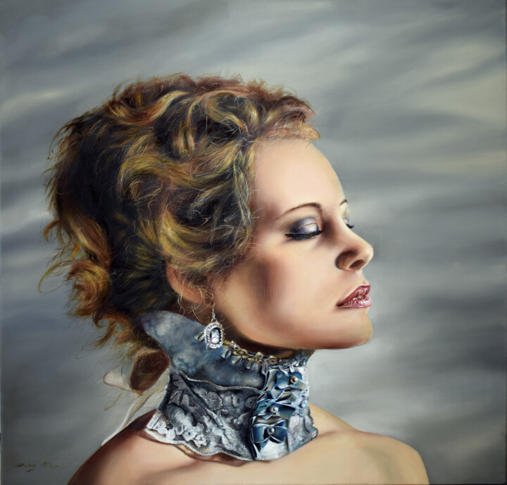Painting titled ""Poppaea"" by Péter Duhaj, Original Art, Oil