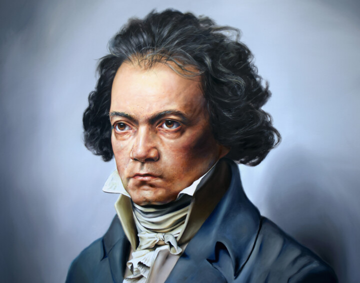 Painting titled "Beethoven" by Peter Duhaj, Original Artwork, Oil