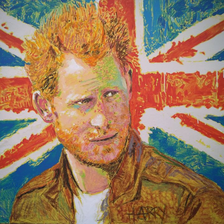 Painting titled "God save the Prince" by Peter Fish, Original Artwork, Acrylic
