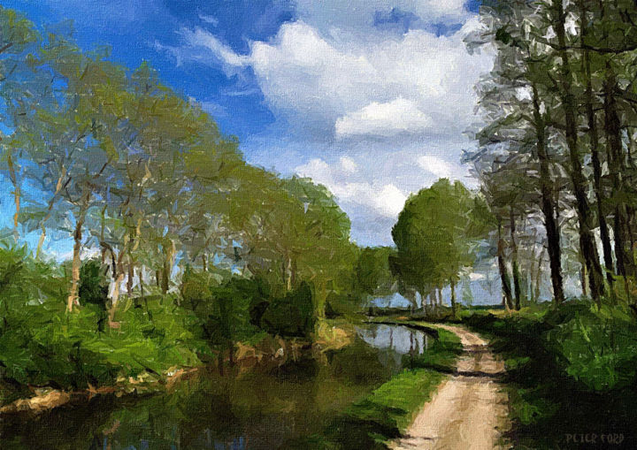 Peinture intitulée "Canal de L'Ourcq, P…" par Peter Ford, Œuvre d'art originale, Huile