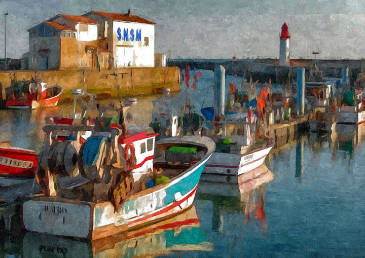 Painting titled "Port La Cotinière,…" by Peter Ford, Original Artwork, Oil