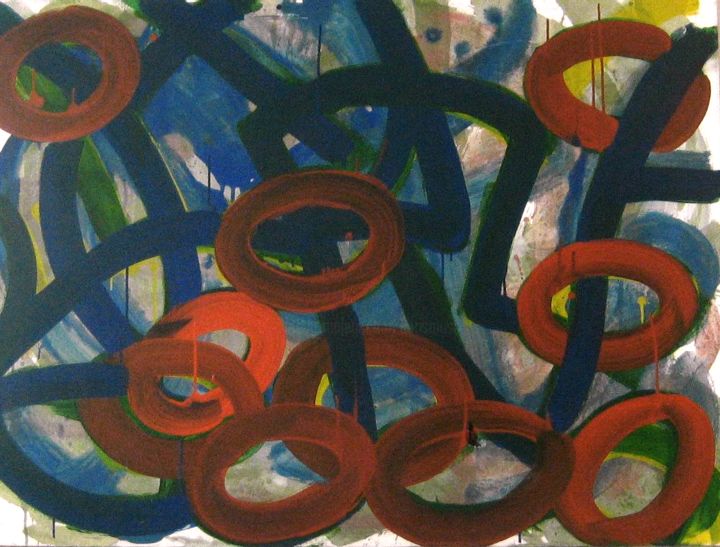 Peinture intitulée "ircles-and-arches V…" par Peter Jalesh, Œuvre d'art originale, Acrylique