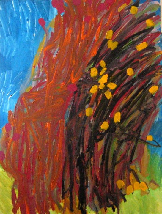 Painting titled "Flowery bush (Size…" by Peter Jalesh, Original Artwork, Acrylic