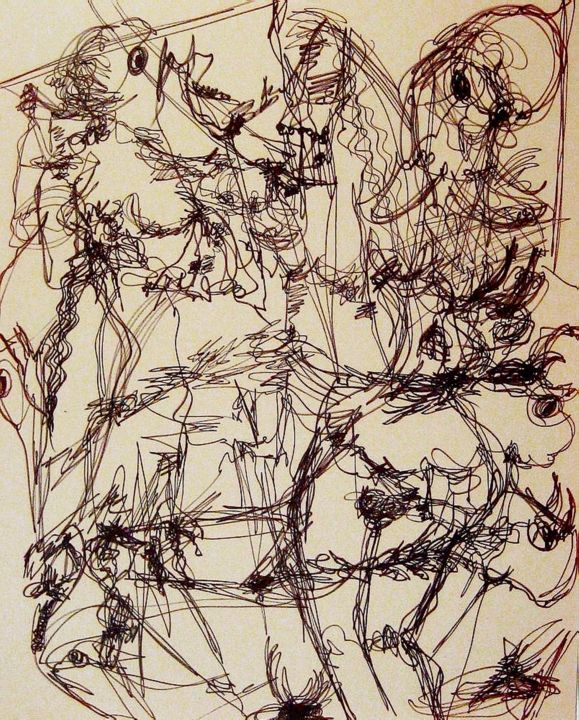 Drawing titled "Goya study" by Peter Jalesh, Original Artwork, Ink