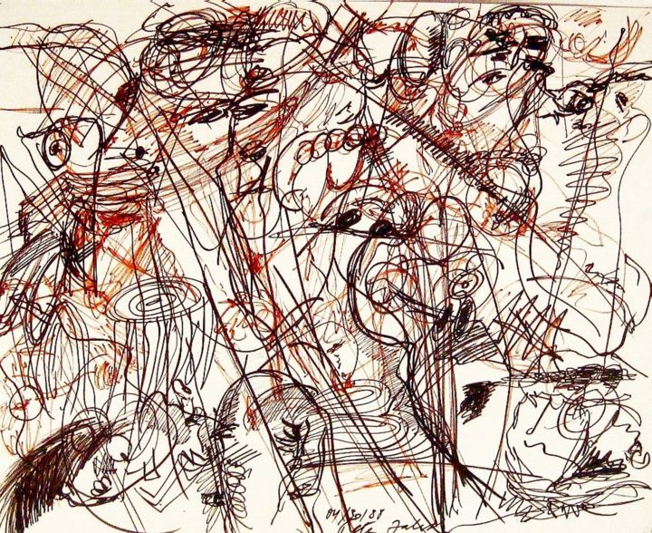 Dessin intitulée "The celebration lun…" par Peter Jalesh, Œuvre d'art originale, Encre