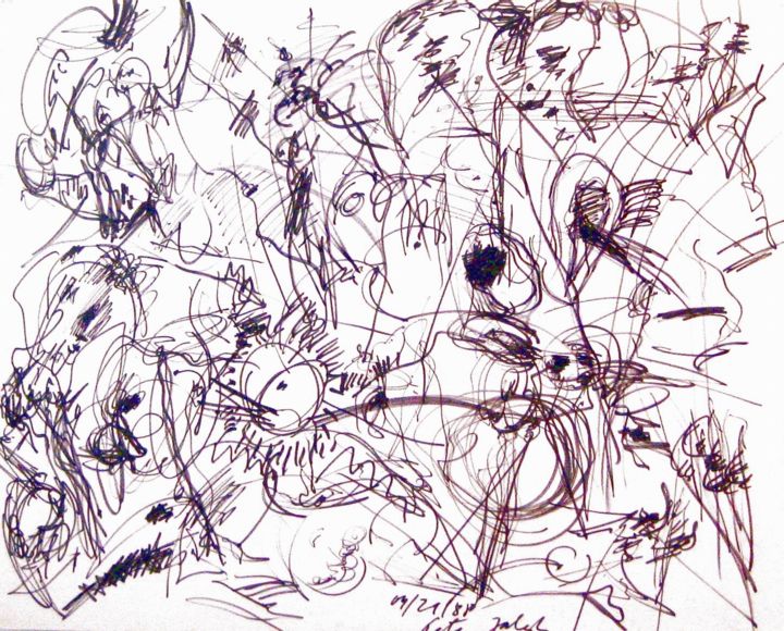 Рисунок под названием "The sensual shapes…" - Peter Jalesh, Подлинное произведение искусства, Чернила