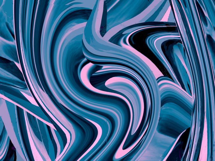 Digital Arts titled "Blue Scafold" by Peter Jalesh, Original Artwork, Digital Painting