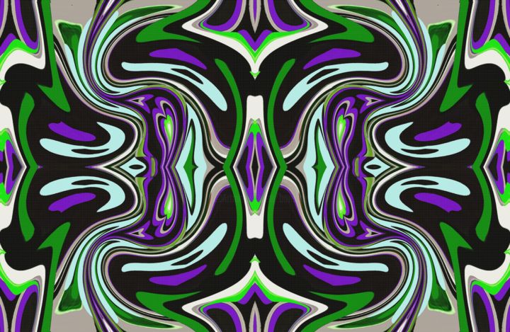 Digital Arts titled "Dark green Tapestry" by Peter Jalesh, Original Artwork, Digital Painting