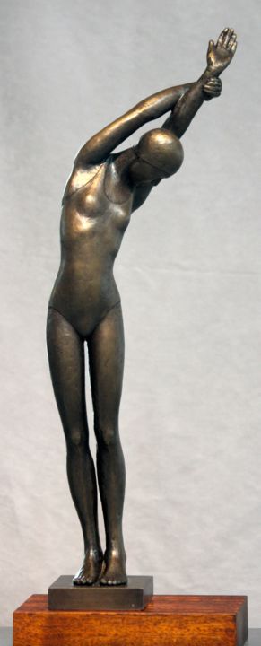 Escultura titulada "Swimmer" por Peter King, Obra de arte original, Metales