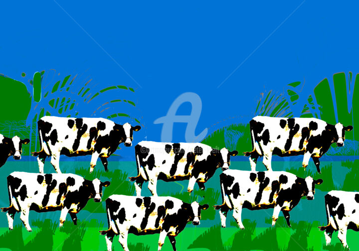 Digital Arts titled "Andys Cow 1" by Peter Kreft, Original Artwork, 2D Digital Work