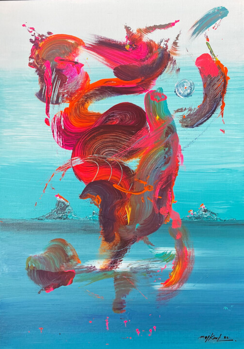 Pintura titulada "Due sulla spiaggia" por Peter Majkut, Obra de arte original, Acrílico