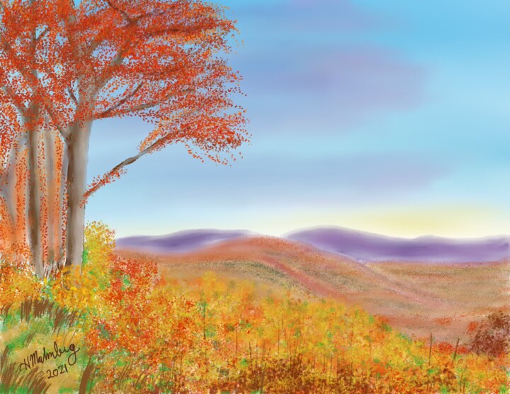 Digital Arts titled "Fall Colors" by Peter Malmberg, Original Artwork, Digital Painting