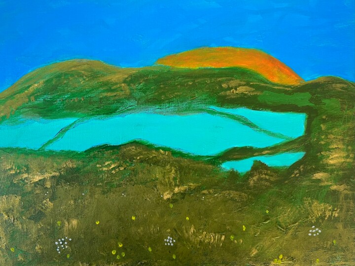 Malarstwo zatytułowany „Sunset Lake” autorstwa Peter Malmberg, Oryginalna praca, Akryl