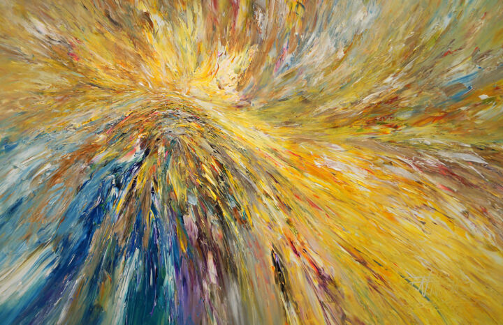 Peinture intitulée "Yellow Energy XL 2" par Peter Nottrott, Œuvre d'art originale, Acrylique