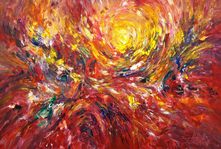 Schilderij getiteld "Energy Red XL 3" door Peter Nottrott, Origineel Kunstwerk, Acryl