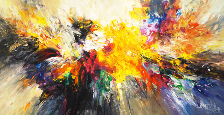 Peinture intitulée "Energy Flash L 1" par Peter Nottrott, Œuvre d'art originale, Acrylique