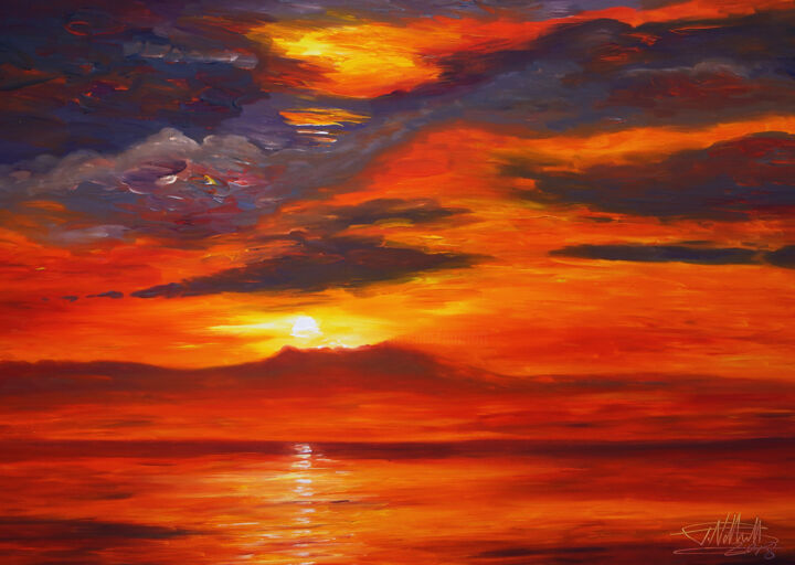 Картина под названием "Romantic Evening Se…" - Peter Nottrott, Подлинное произведение искусства, Акрил