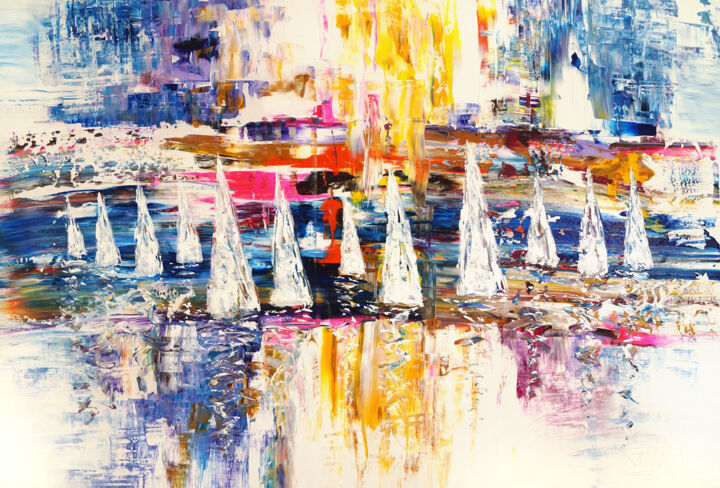 Schilderij getiteld "Sailing Impressions…" door Peter Nottrott, Origineel Kunstwerk, Acryl