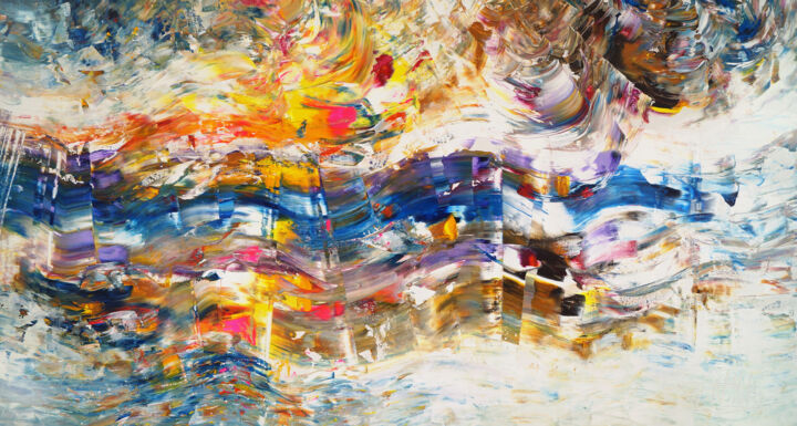 Peinture intitulée "Energy Wave L 1" par Peter Nottrott, Œuvre d'art originale, Acrylique