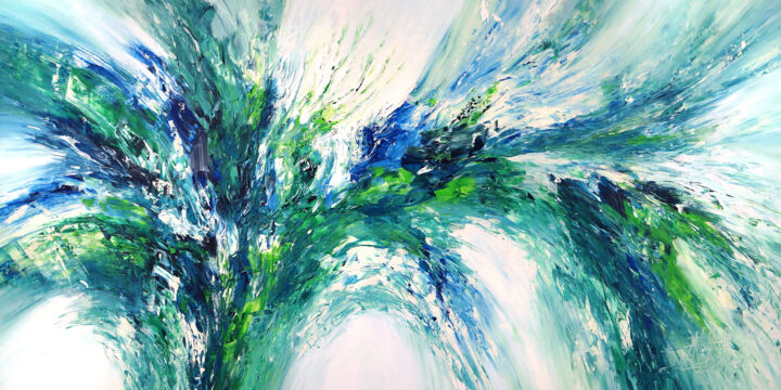 Painting titled "Green And Blue Imag…" by Peter Nottrott, Original Artwork, Acrylic