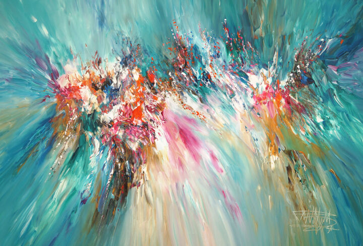 Картина под названием "Turquoise Daydream…" - Peter Nottrott, Подлинное произведение искусства, Акрил