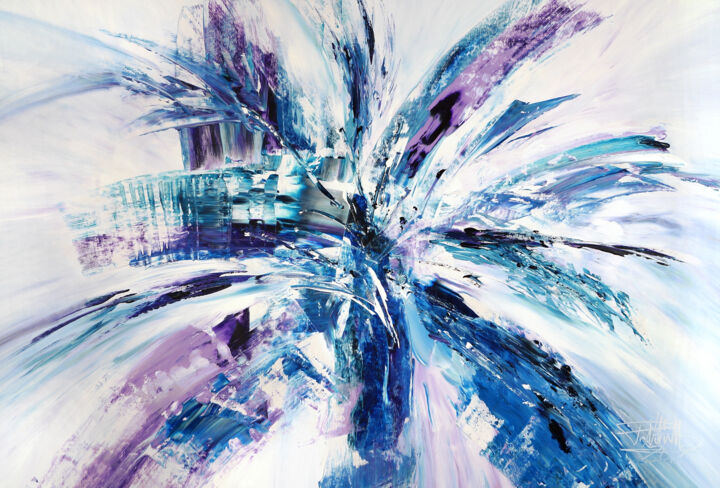 Painting titled "Violet And Blue Abs…" by Peter Nottrott, Original Artwork, Acrylic