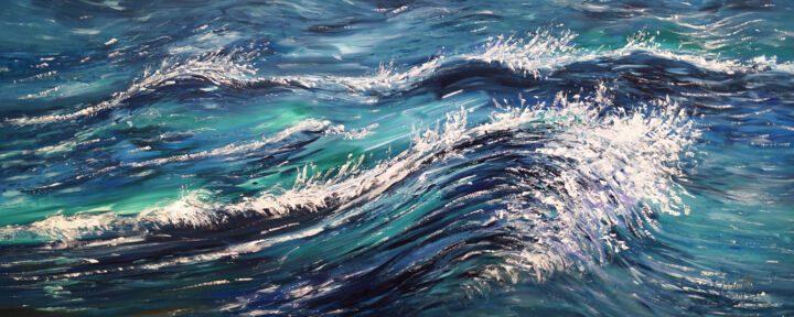 Painting titled "Slim: Seascape Brea…" by Peter Nottrott, Original Artwork, Acrylic