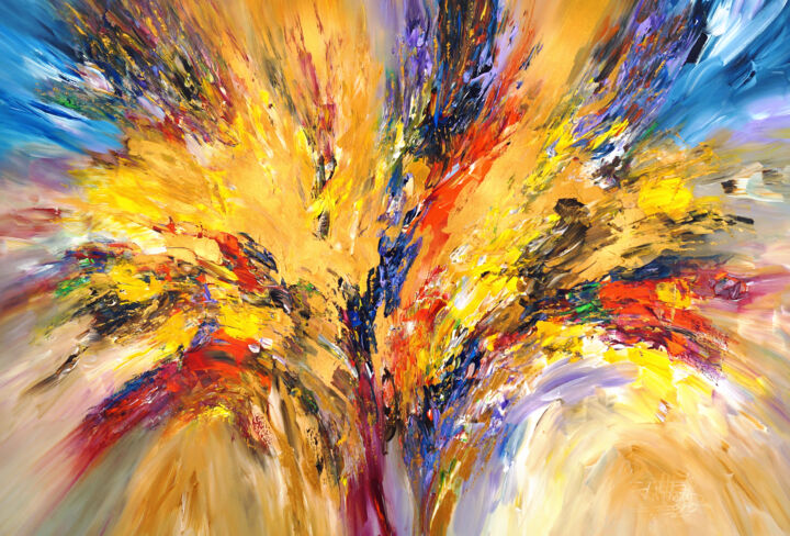 Malerei mit dem Titel "Golden Daydream XL 1" von Peter Nottrott, Original-Kunstwerk, Acryl