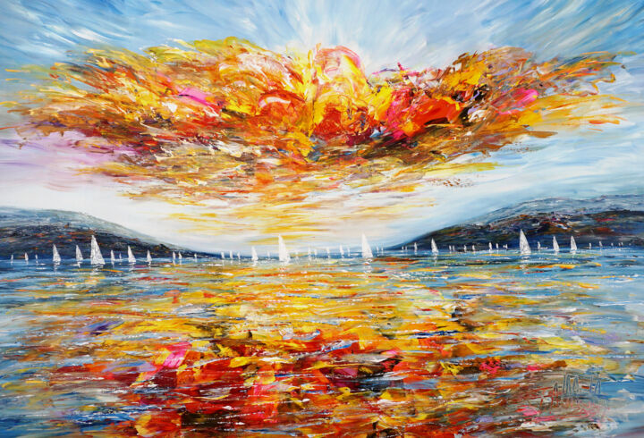 Peinture intitulée "Sunday Sailing Impr…" par Peter Nottrott, Œuvre d'art originale, Acrylique