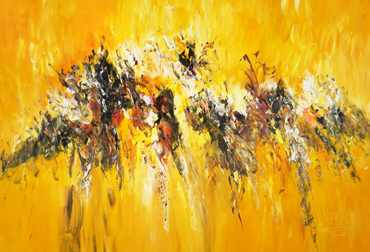 Картина под названием "Yellow Symphony XL 1" - Peter Nottrott, Подлинное произведение искусства, Акрил