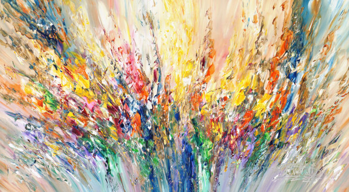 Peinture intitulée "Summer Symphony L 4" par Peter Nottrott, Œuvre d'art originale, Acrylique