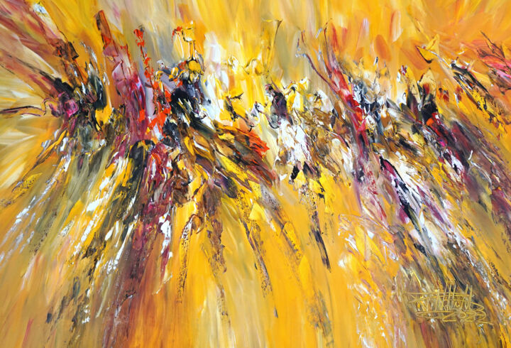 Peinture intitulée "Yellow Energy XL 1" par Peter Nottrott, Œuvre d'art originale, Acrylique