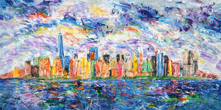 Painting titled "Skyline New York XX…" by Peter Nottrott, Original Artwork, Acrylic