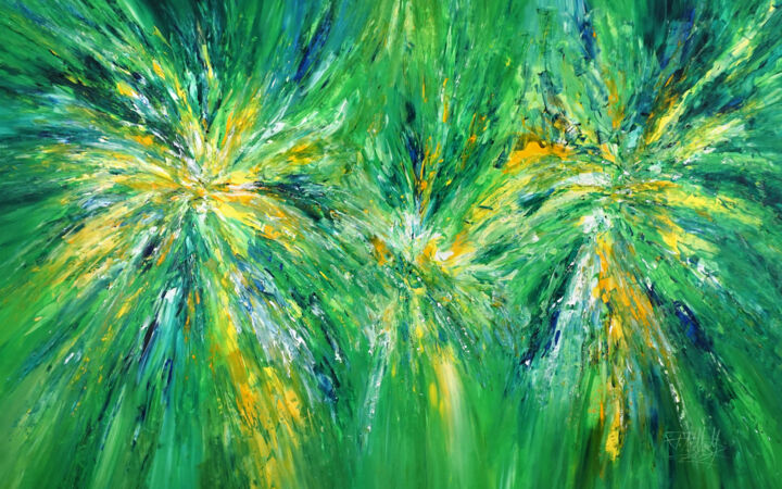 Peinture intitulée "Green Energy XXXL 1" par Peter Nottrott, Œuvre d'art originale, Acrylique