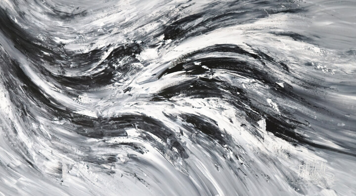Malerei mit dem Titel "Black And White Wav…" von Peter Nottrott, Original-Kunstwerk, Acryl