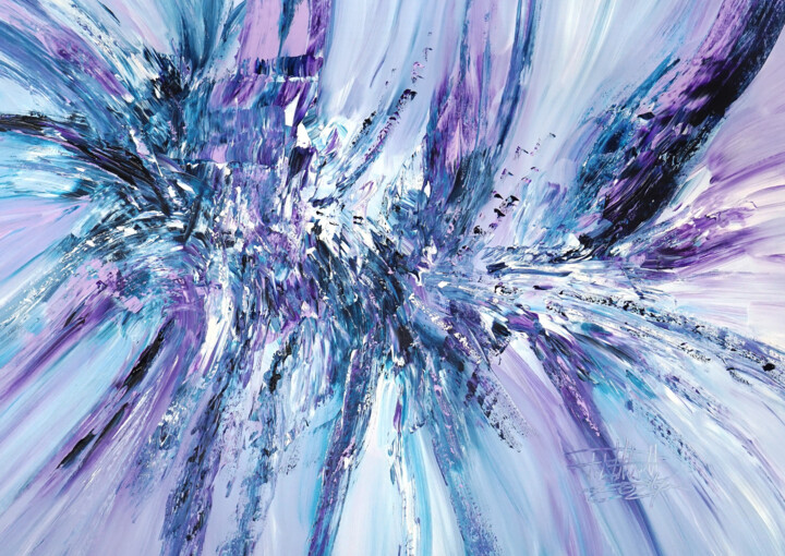 Картина под названием "Purple Turquoise Bl…" - Peter Nottrott, Подлинное произведение искусства, Акрил