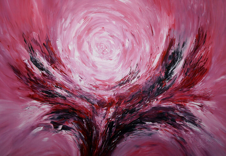 Painting titled "Magenta Impressions…" by Peter Nottrott, Original Artwork, Acrylic