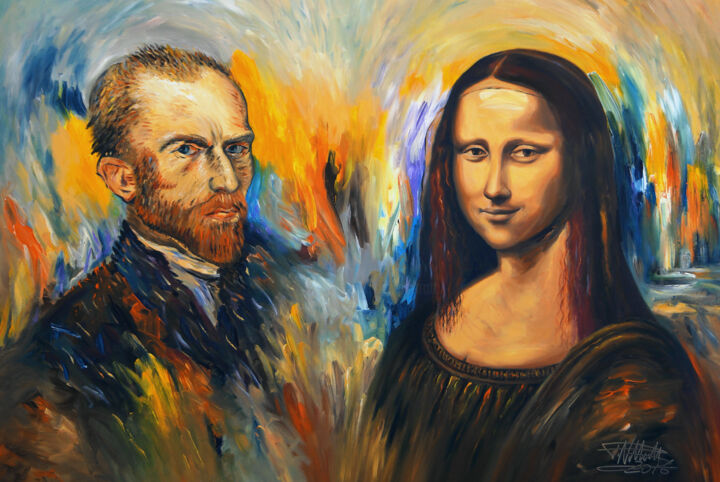 Painting titled "Vincent Meets Mona…" by Peter Nottrott, Original Artwork, Acrylic