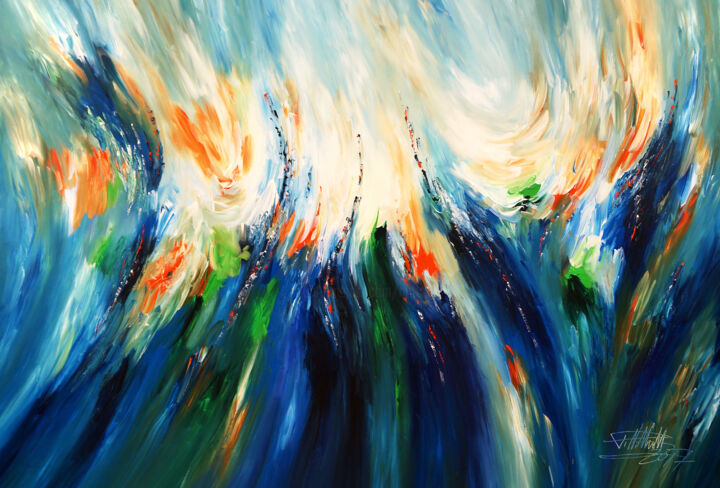 Painting titled "Symphony In Blue XL…" by Peter Nottrott, Original Artwork, Acrylic