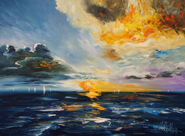 Pittura intitolato "Beautiful Seascape…" da Peter Nottrott, Opera d'arte originale, Acrilico