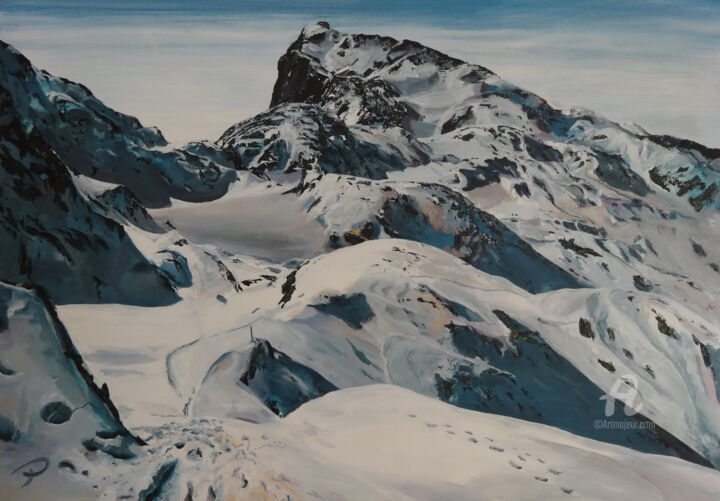 Malerei mit dem Titel "Hochkönig" von Peter Oberthaler, Original-Kunstwerk, Acryl