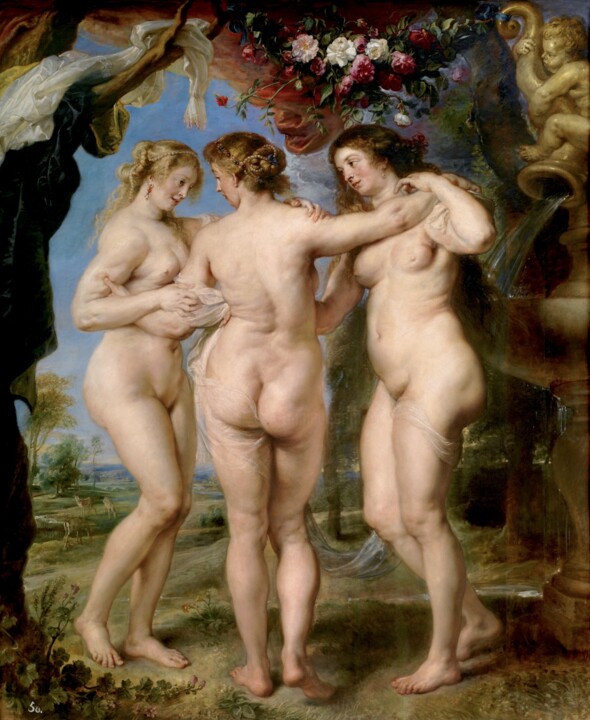 Ζωγραφική με τίτλο "Les trois grâces" από Peter Paul Rubens, Αυθεντικά έργα τέχνης, Λάδι