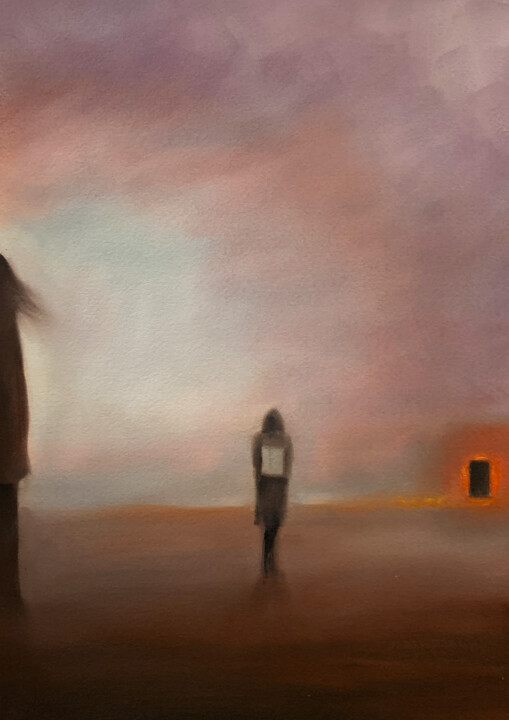 Painting titled "Big Empty" by Peter Pitout, Original Artwork, Oil Mounted on Cardboard